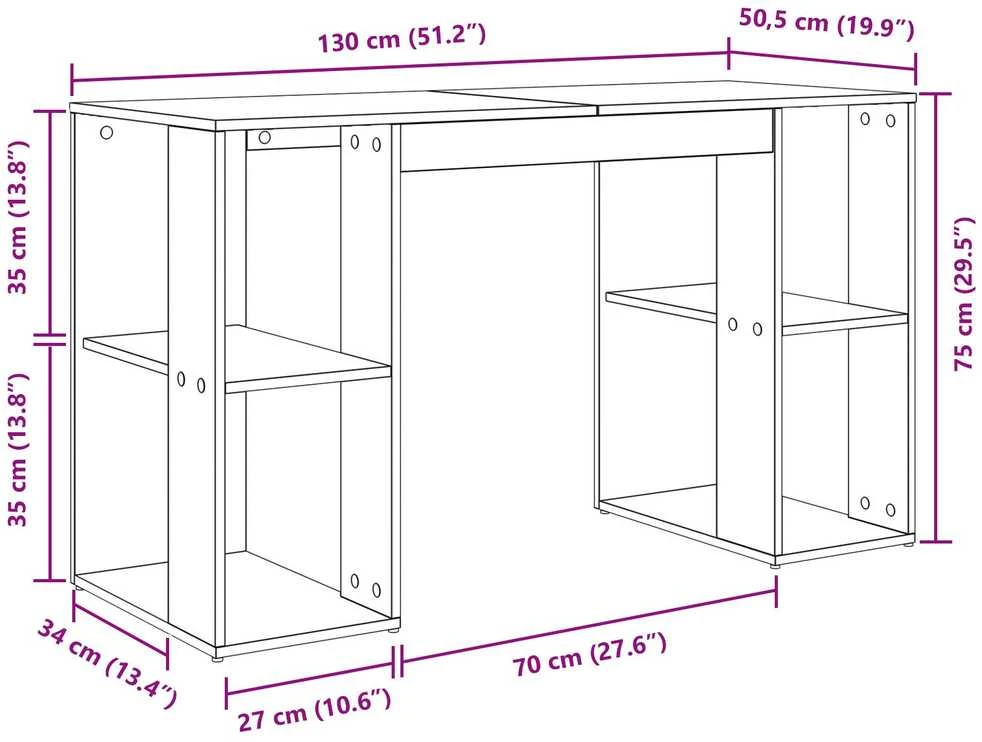 Stalas Balta Apdirbta mediena 130 x 50.5 x 75 cm