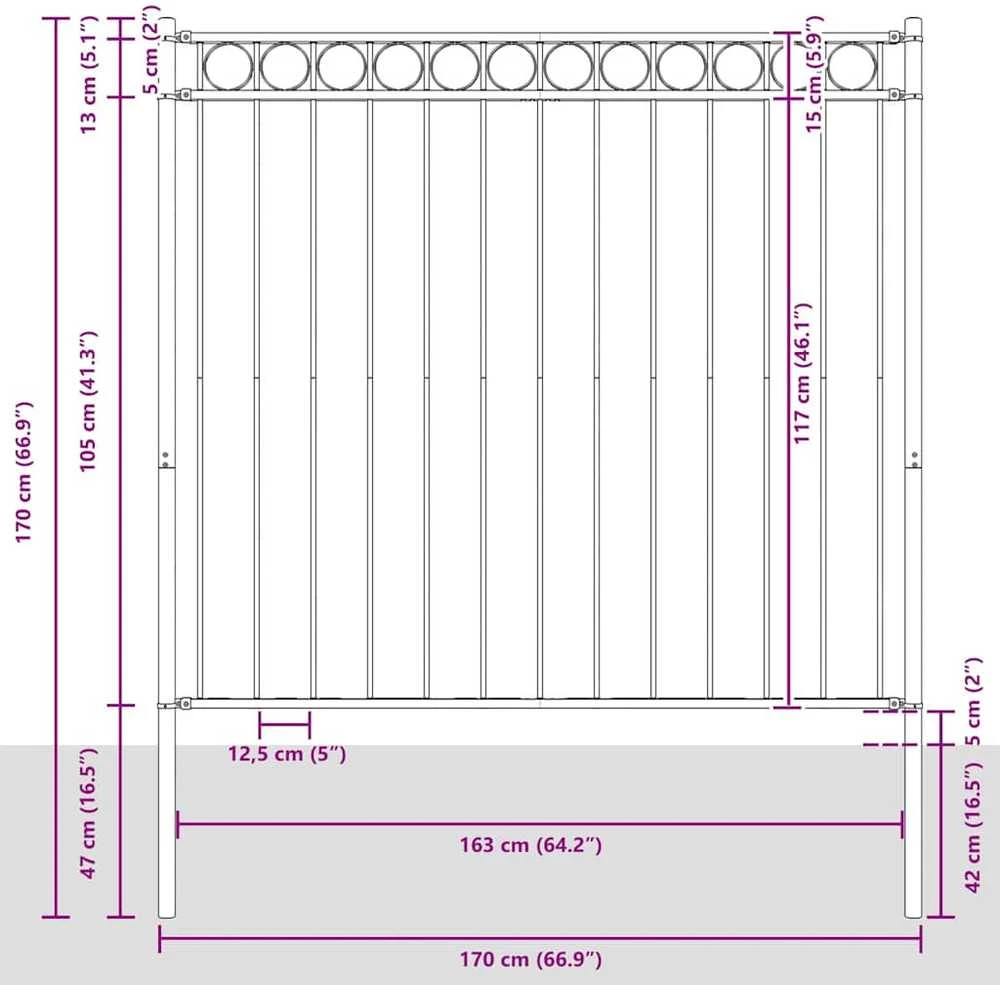 Tvorelių elementas ASSEN 170 x 170 cm Plienas Balta