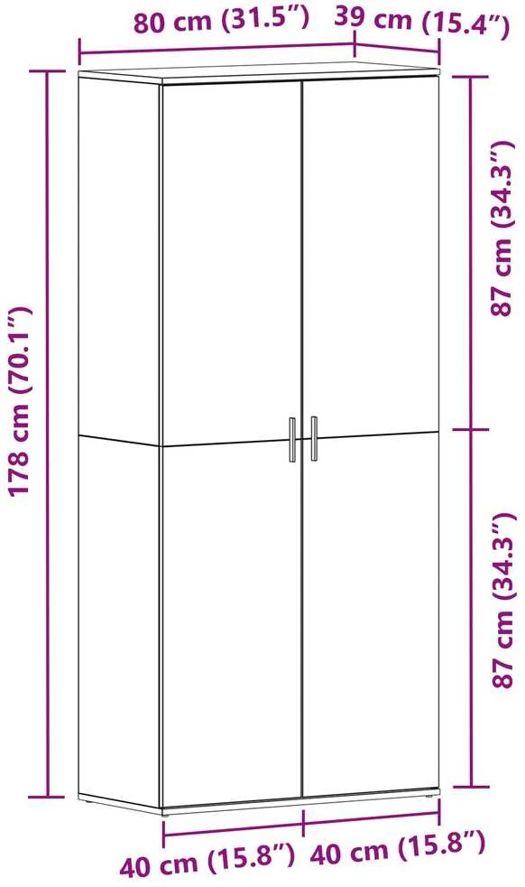 Batu skrynia 80 x 39 x 178 cm Apdirbta mediena Balta