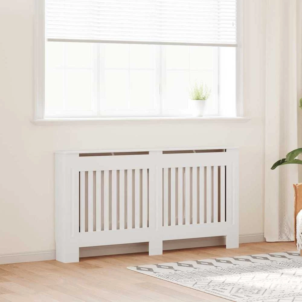 Baltos MDF Grotelės Radiatoriui Paslėpti su Lentyna, 152 cm