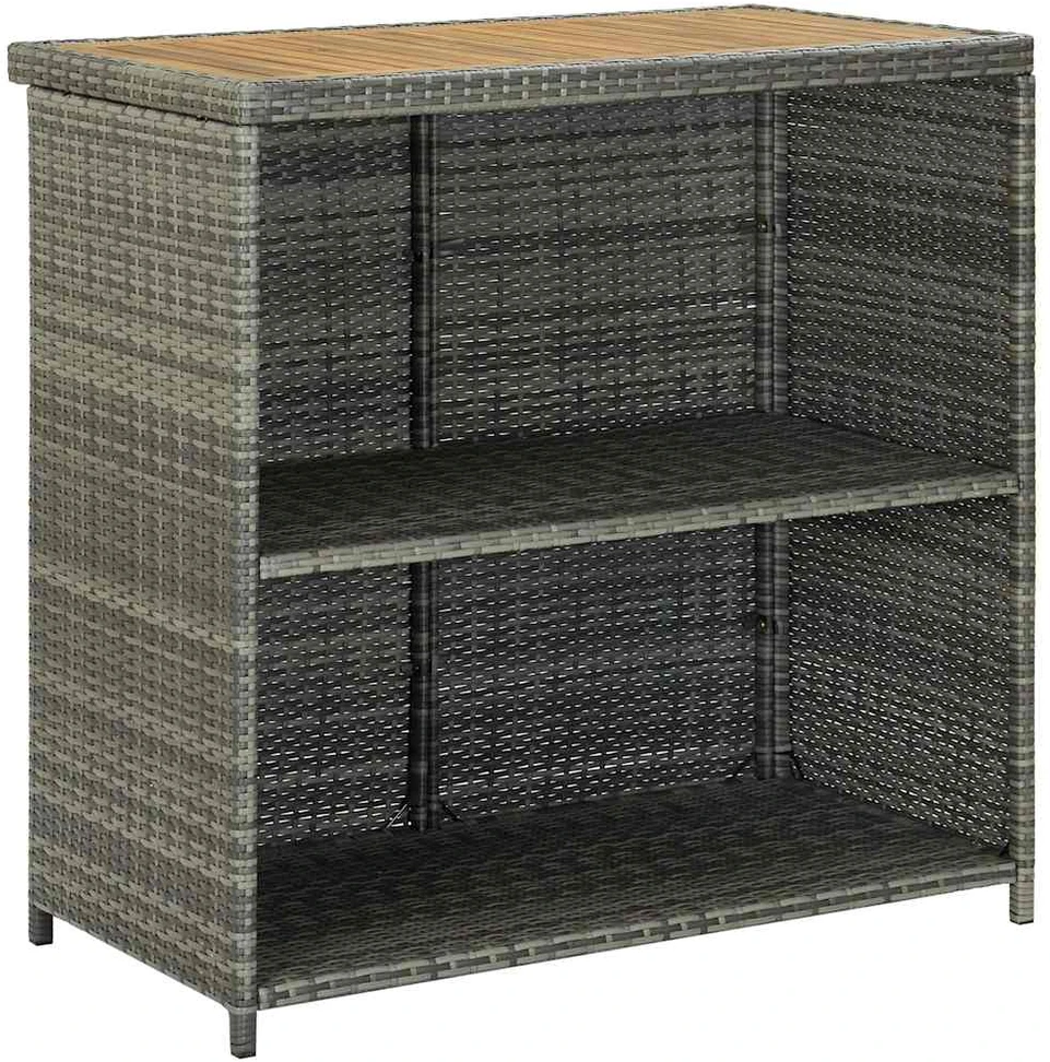 Baro baldų komplektas, 3 dalių, pilkos spalvos, poliratanas