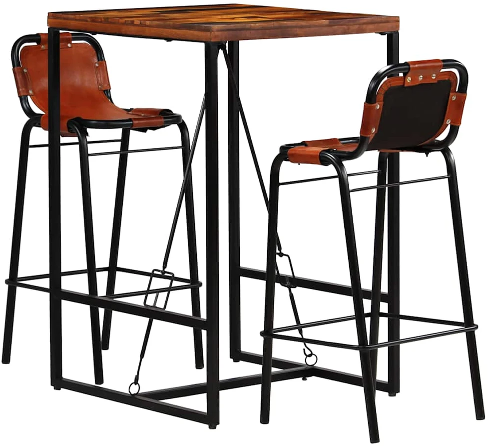 Baro baldų komplektas, 3d., perdirbt. med. ir tikra ožkos oda
