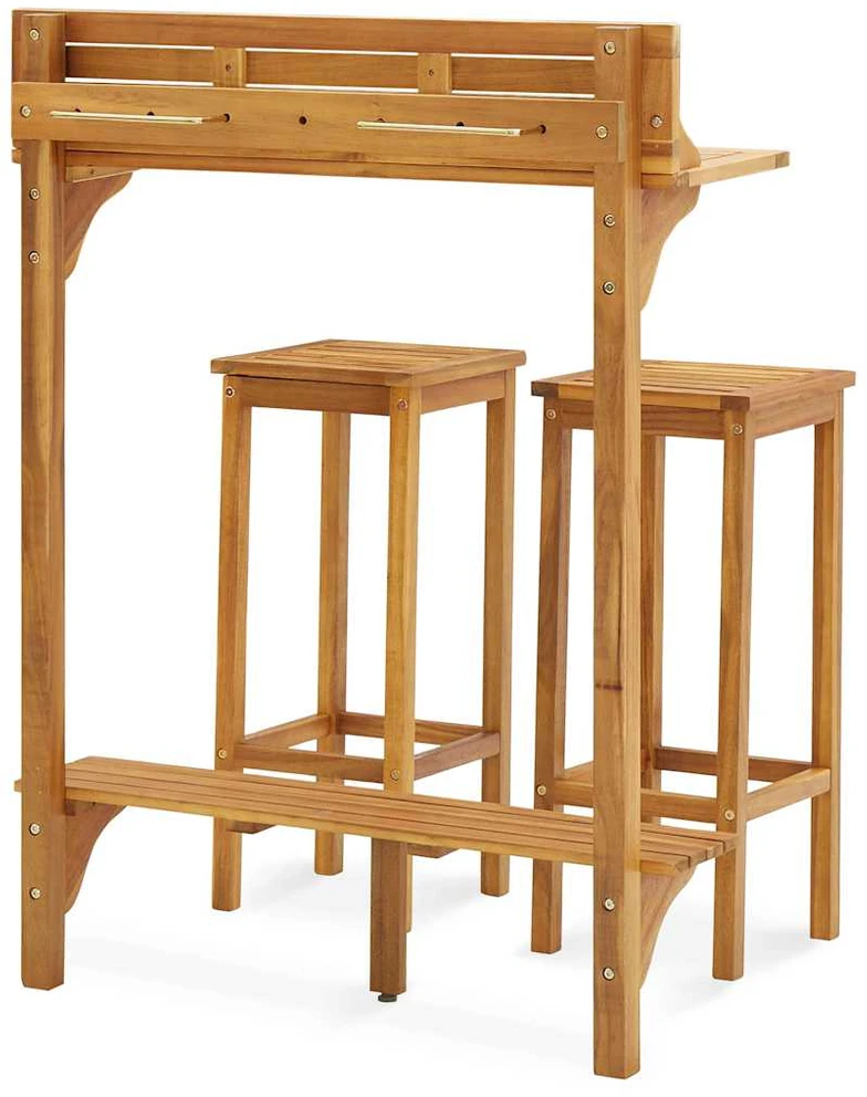 Lauko baldų komplektas Baro baldų komplektas balkonui, 3 dalių, akacijos masyvas