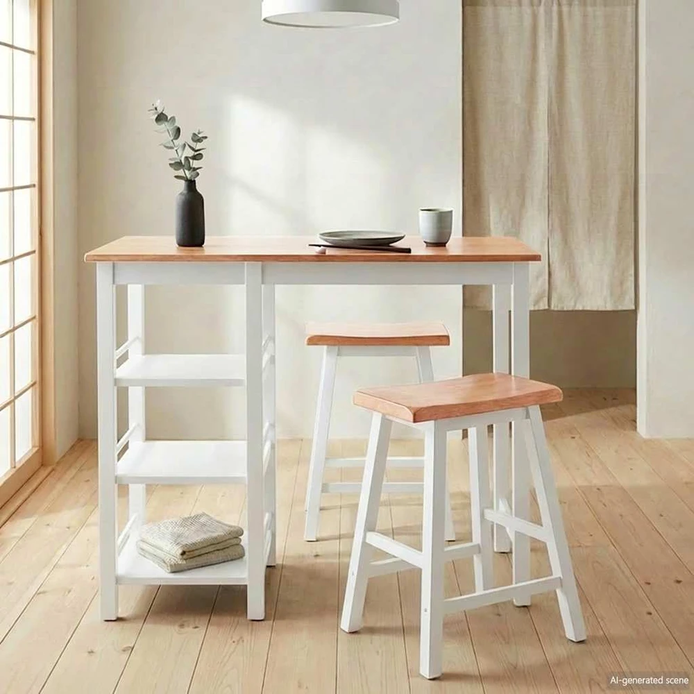 Baro baldų rinkinys, 3 dalių, medienos plokštė (MDF), baltas
