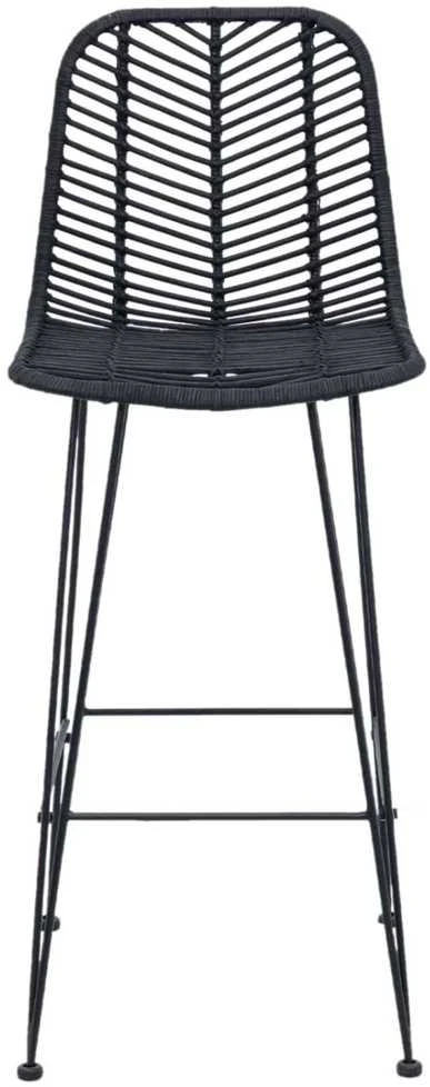 Baro Kėdė 2 vnt. Juoda 44 x 52 x 111 cm Ratanas ir Geležis