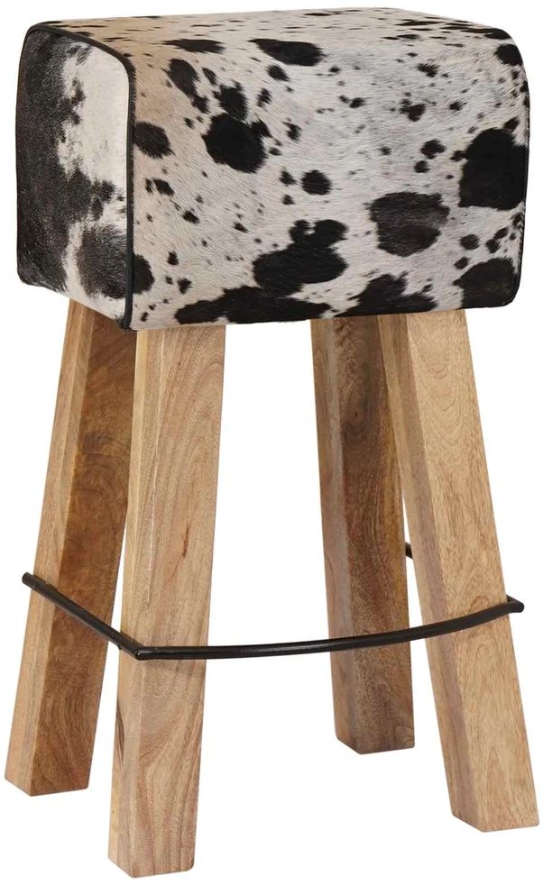 Baro kėdė 2 vnt. Juoda ir Balta 44 x 33 x 74 cm Tikra oda