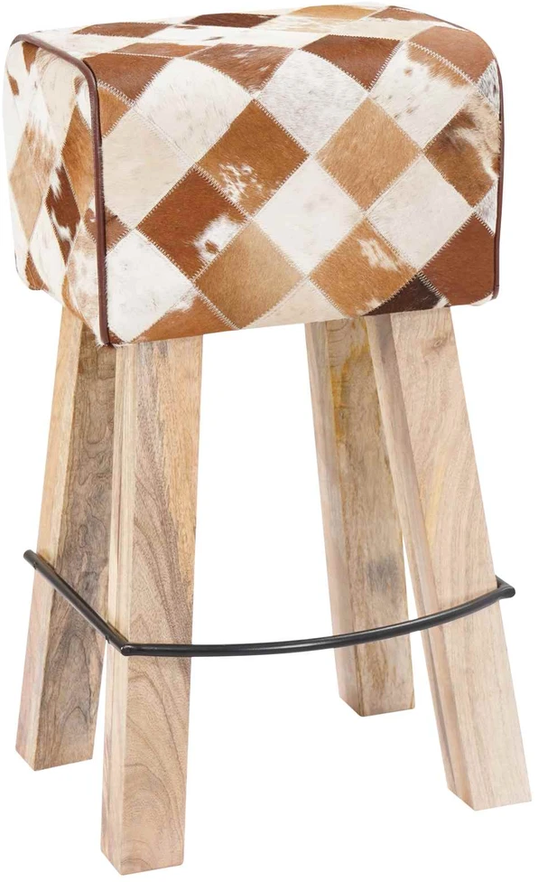 Baro kėdė 2 vnt. Rudas skiautinys 44 x 33 x 74 cm Tikra oda