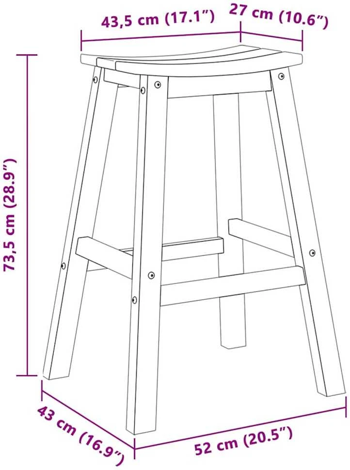Baro taburetė 2 vnt. Balta 52 x 43 x 73,5 cm HDPE