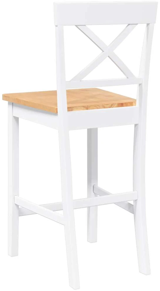 Baro kėdės, 2 vnt., baltos, masyvi mediena, guma