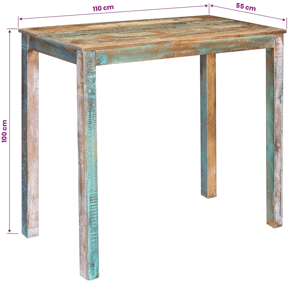 Baro stalas 110 x 55 x 100 cm Kieta atnaujinta mediena