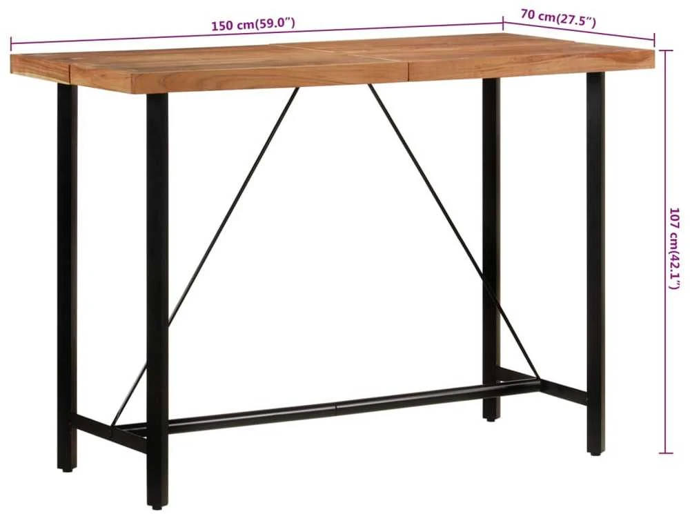 Baro stalas, 150x70x107cm, akacijos medienos masyvas ir geležis