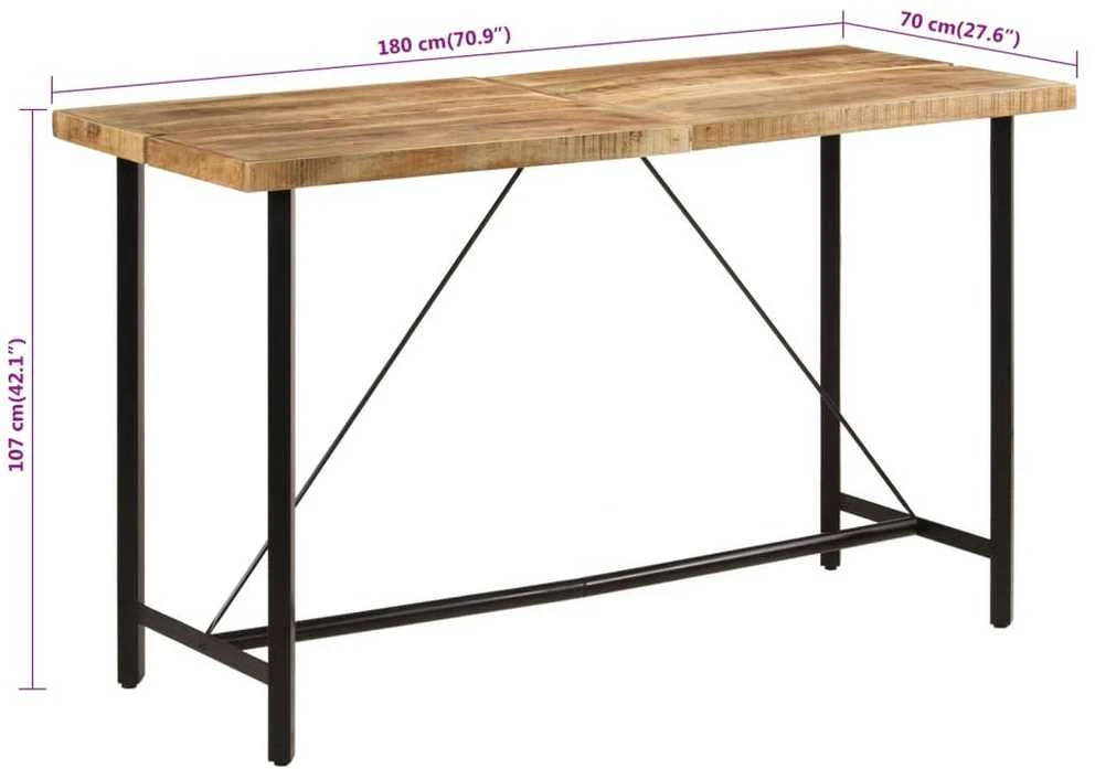 Baro stalas, 180x70x107cm, mango medienos masyvas ir geležis