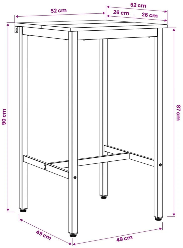 Baro stalas 52 x 52 x 90 cm Apdirbta mediena Pilka Sonoma