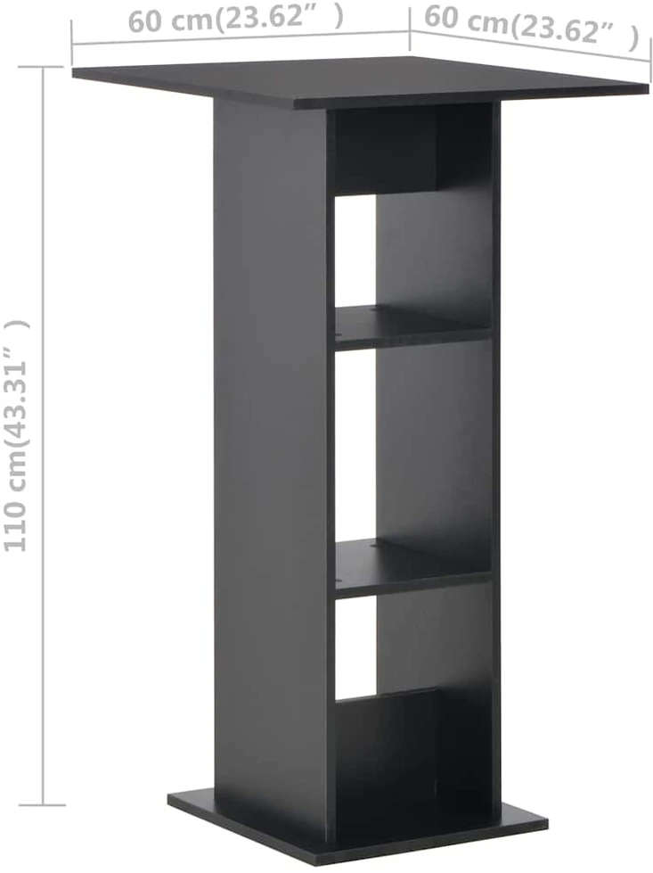 Baro stalas, 60x60x110cm, juodas