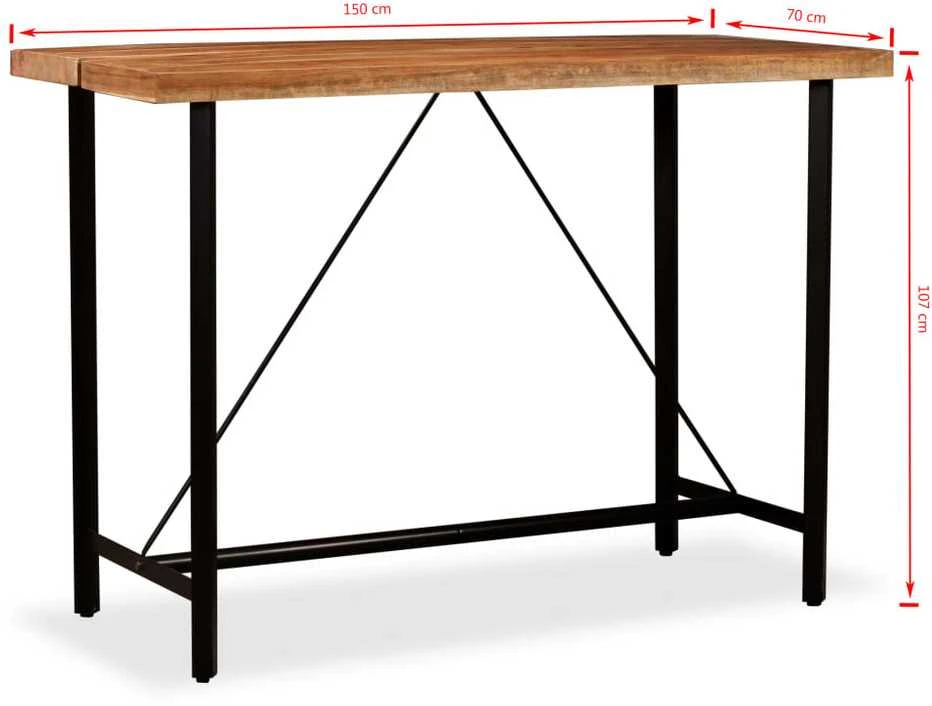 Baro stalas, akacijos mediena, 150x70x107 cm