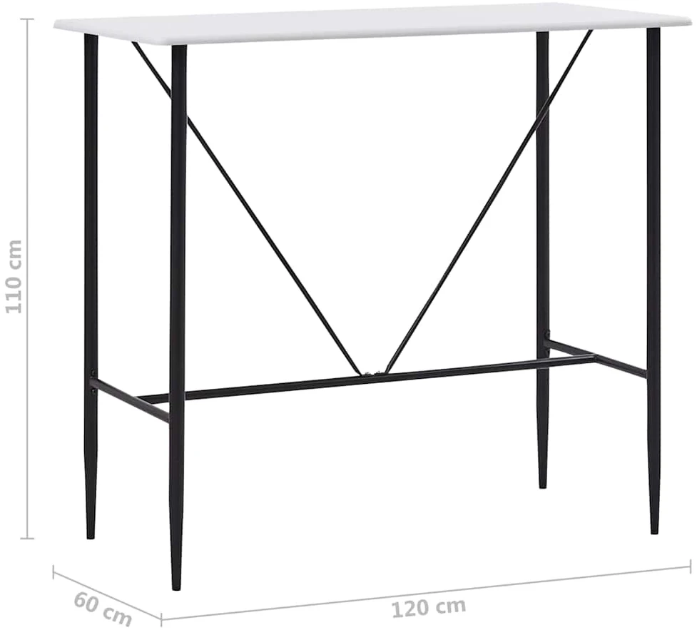 Baro stalas, baltos spalvos, 120x60x110cm, MDF