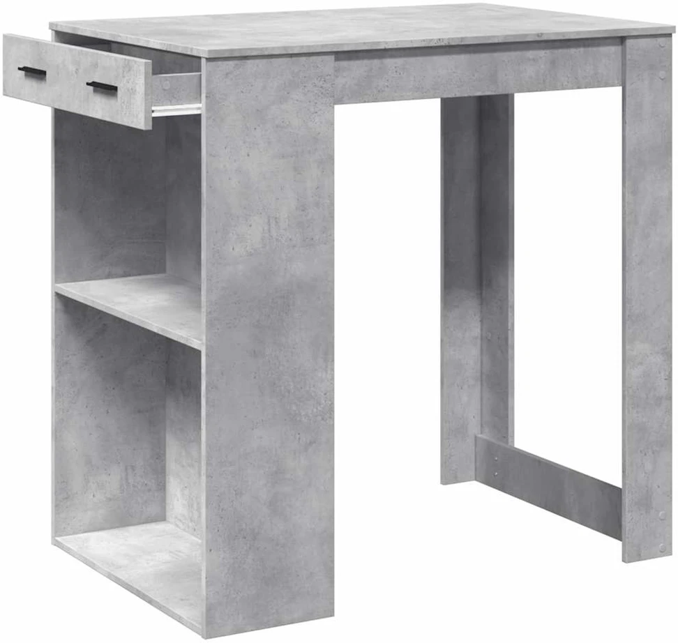 Baro stalas, betono pilkas, 102x70x103,5cm, apdirbta mediena