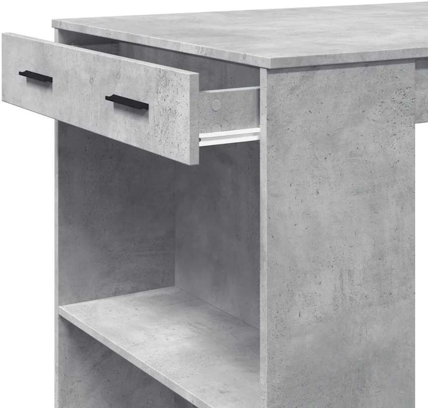 Baro stalas, betono pilkas, 102x70x103,5cm, apdirbta mediena