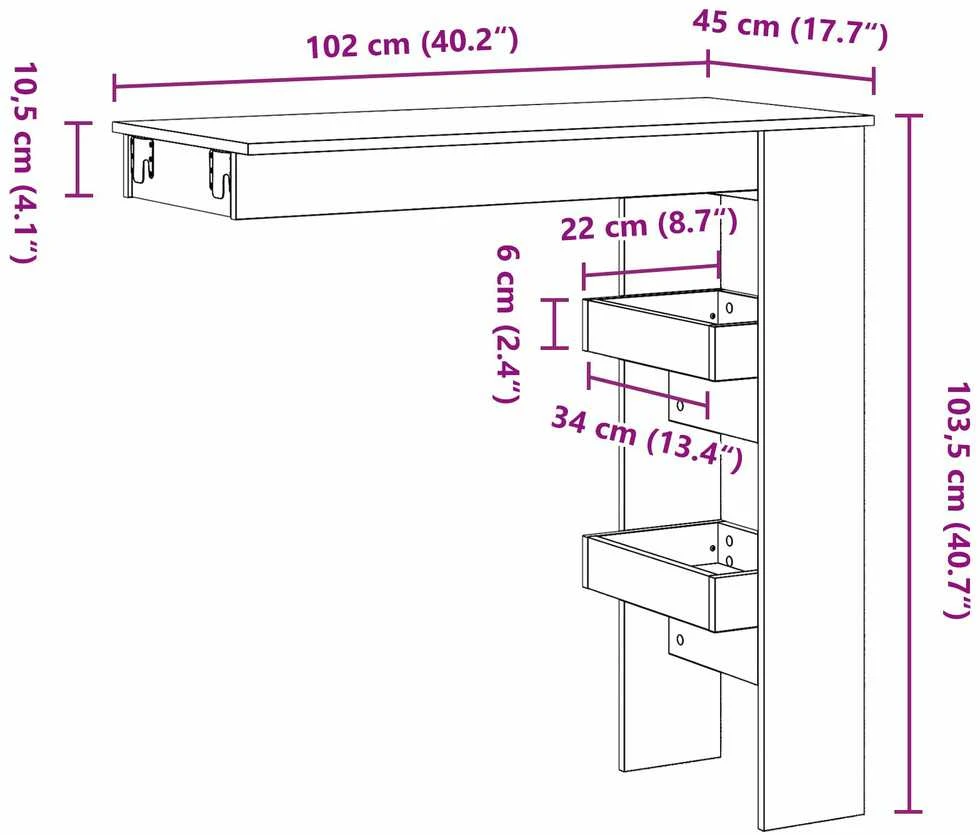 Sieninis baro stalas 102 x 45 x 103,5 cm Apdirbta mediena