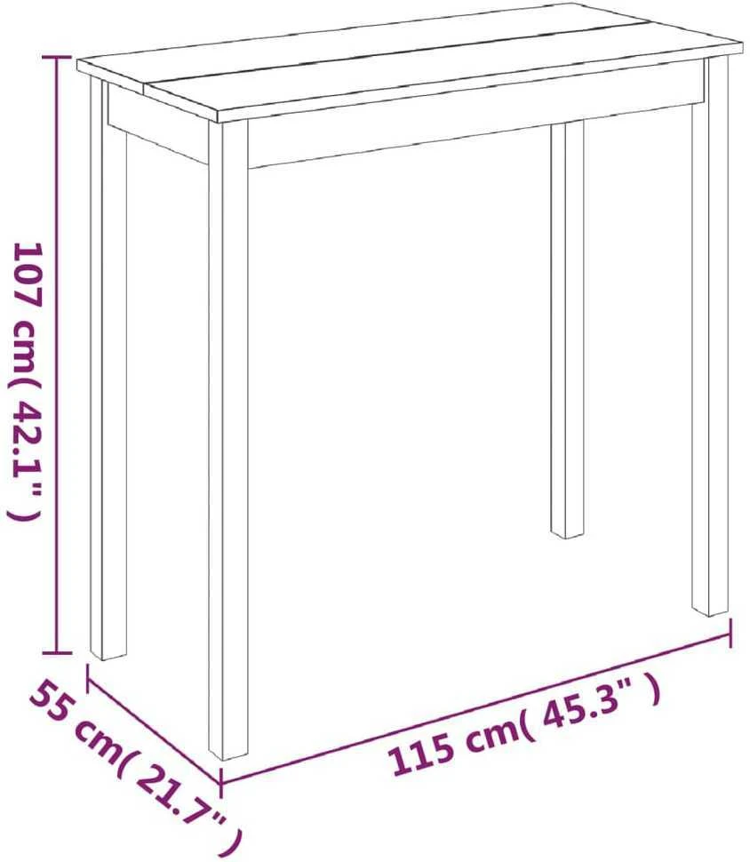 Baro stalas, MDF, juodas, 115x55x107 cm