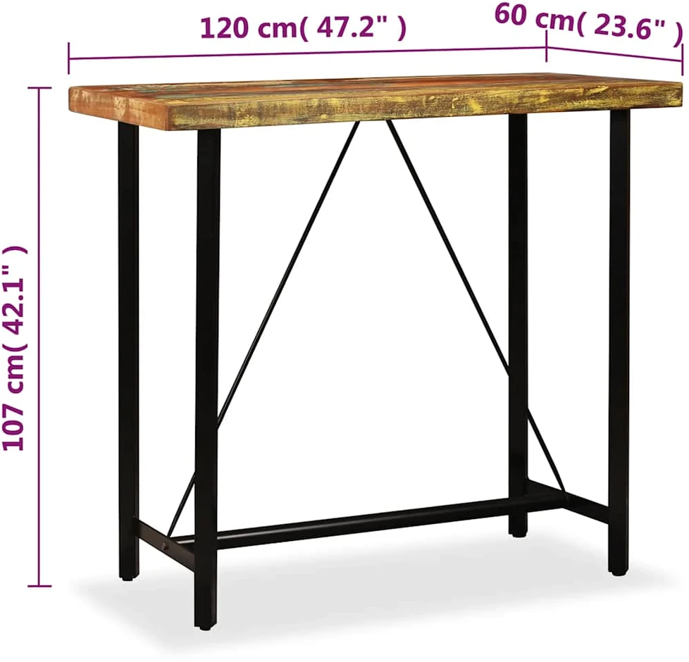Baro stalas, perdirbta mediena, 120x60x107cm