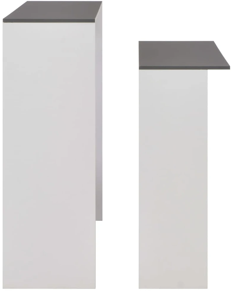 Baro stalas su 2 stalviršiais, balta ir pilka sp., 130x40x120cm