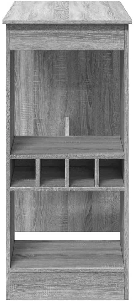 Baro stalas su laikikliais, pilkas, 90x47,5x103,5cm, mediena