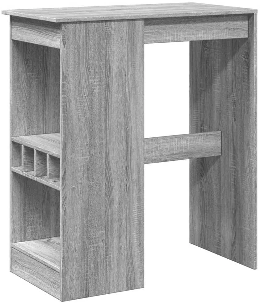 Baro stalas su laikikliais, pilkas, 90x47,5x103,5cm, mediena