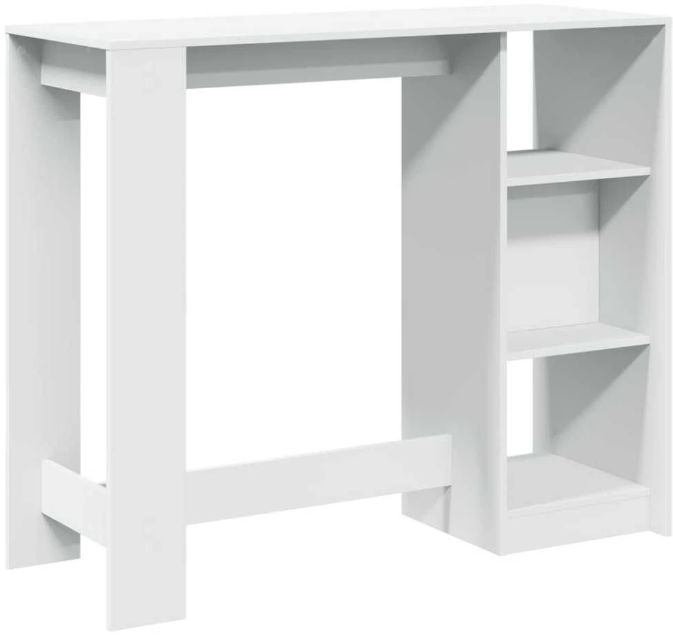 Baro stalas su lentyna, baltas, 124x46x103,5cm, mediena