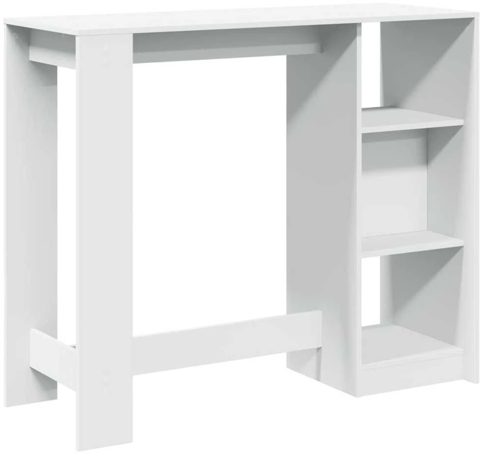 Baro stalas su lentyna, baltas, 124x46x103,5cm, mediena