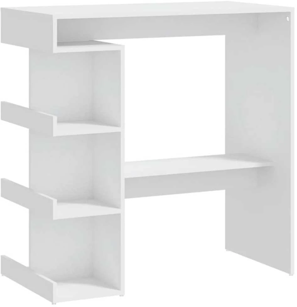 Baro stalas su lentyna, baltas, 100x50x101,5cm, mediena