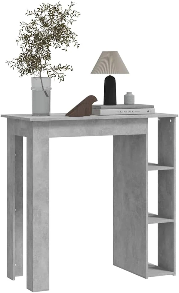 Baro stalas su lentyna, betono, 102x50x103,5cm, mediena