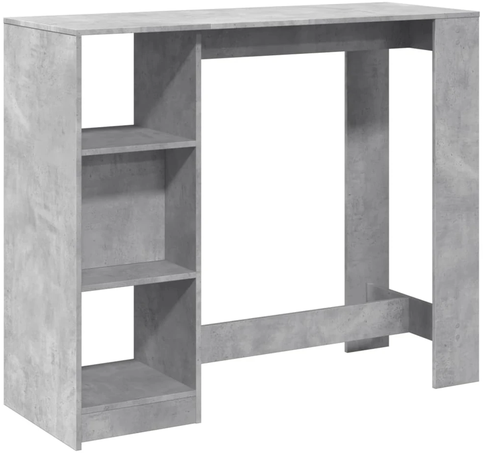 Baro stalas su lentyna, betono, 124x46x103,5cm, mediena