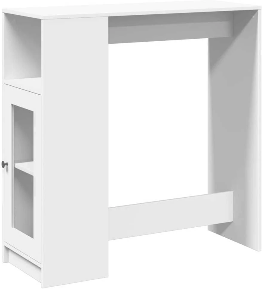 Baro stalas su lentynomis, baltas, 101x40x103,5cm, mediena