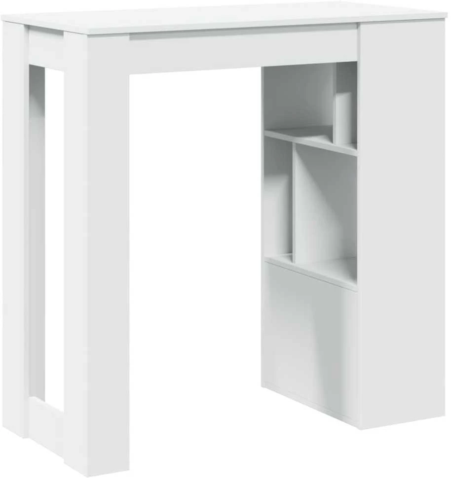Baro stalas su lentynomis, baltas, 102x50x103,5cm, mediena