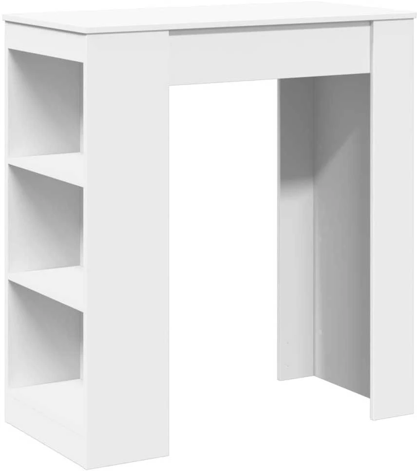 Baro stalas su lentynomis, baltas, 95x47x103,5cm, mediena