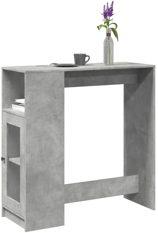 Baro stalas su lentynomis, betono, 101x40x103,5cm, mediena