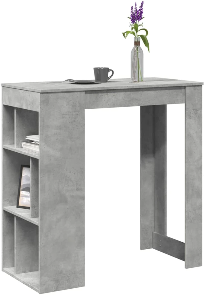 Baro stalas su lentynomis, betono, 102x50x103,5cm, mediena