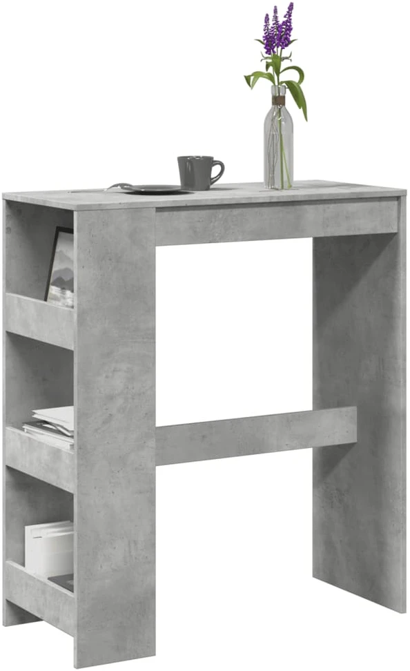 Baro stalas su lentynomis, betono, 90x40x103,5cm, mediena