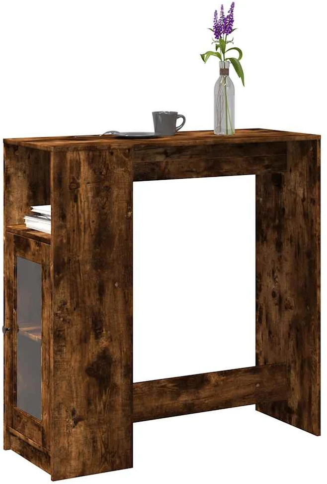 Baro stalas su lentynomis, dūminis, 101x40x103,5cm, mediena