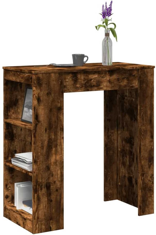 Baro stalas su lentynomis, dūminis, 95x47x103,5cm, mediena