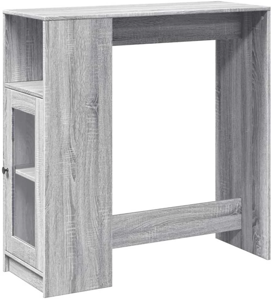 Baro stalas su lentynomis, pilkas, 101x40x103,5cm, mediena