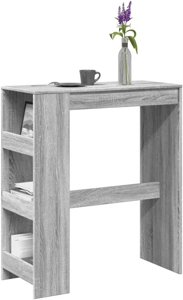 Baro stalas su lentynomis, pilkas, 90x40x103,5cm, mediena
