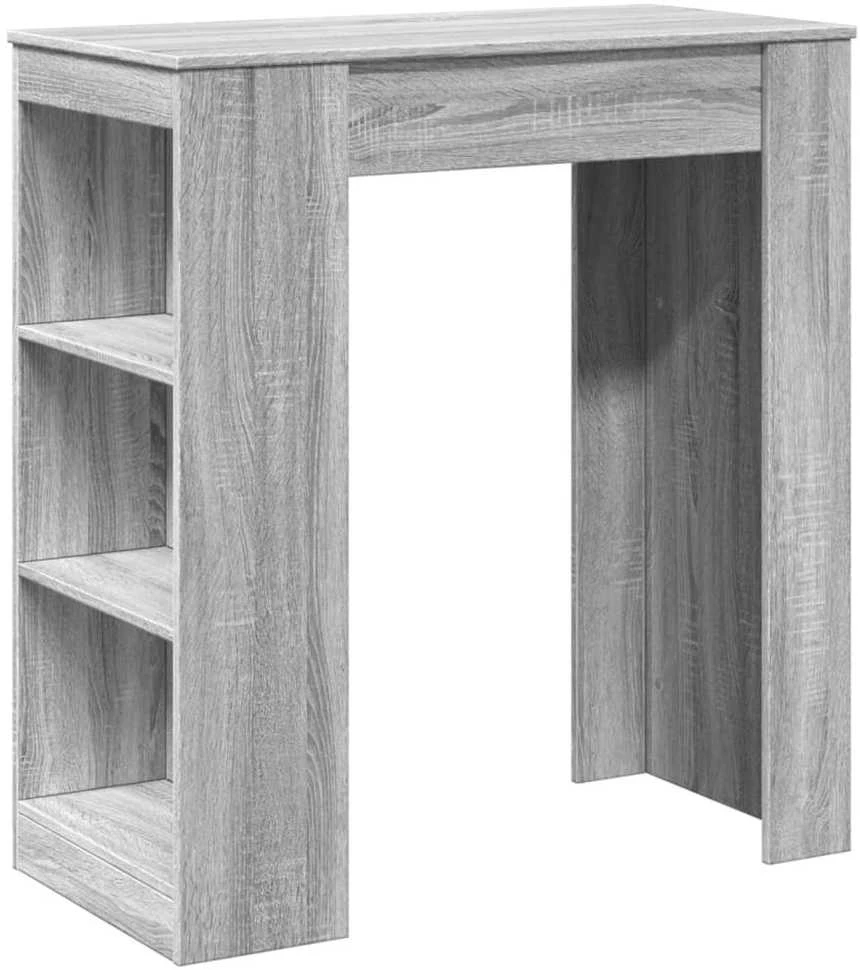 Baro stalas su lentynomis, pilkas, 95x47x103,5cm, mediena