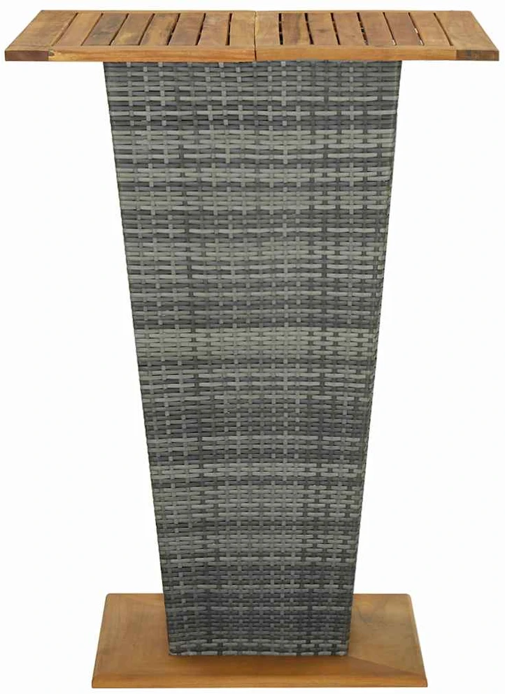 Baro staliukas, pilkas, 80x80x110cm, poliratanas ir akacija