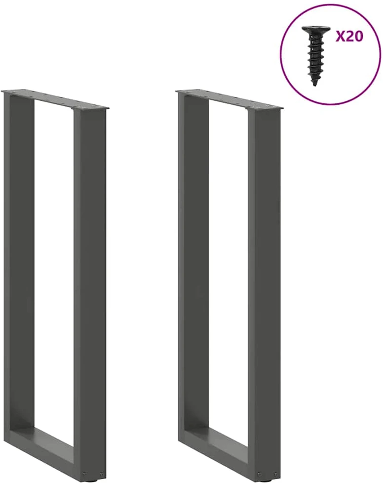 Baro stalo kojos, U formos, 2 vnt., antracito spalvos, 40x(100-101) cm, plienas