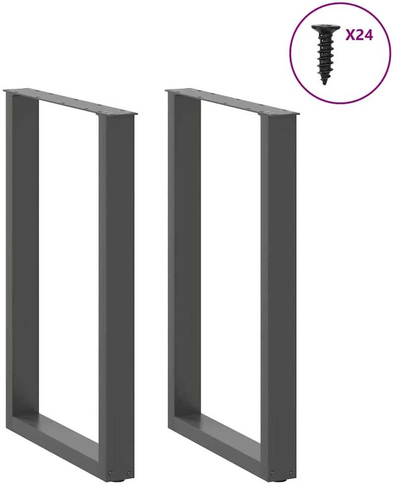 Baro stalo kojos, U formos, 2 vnt., antracito spalvos, 60x(90-91) cm, plienas