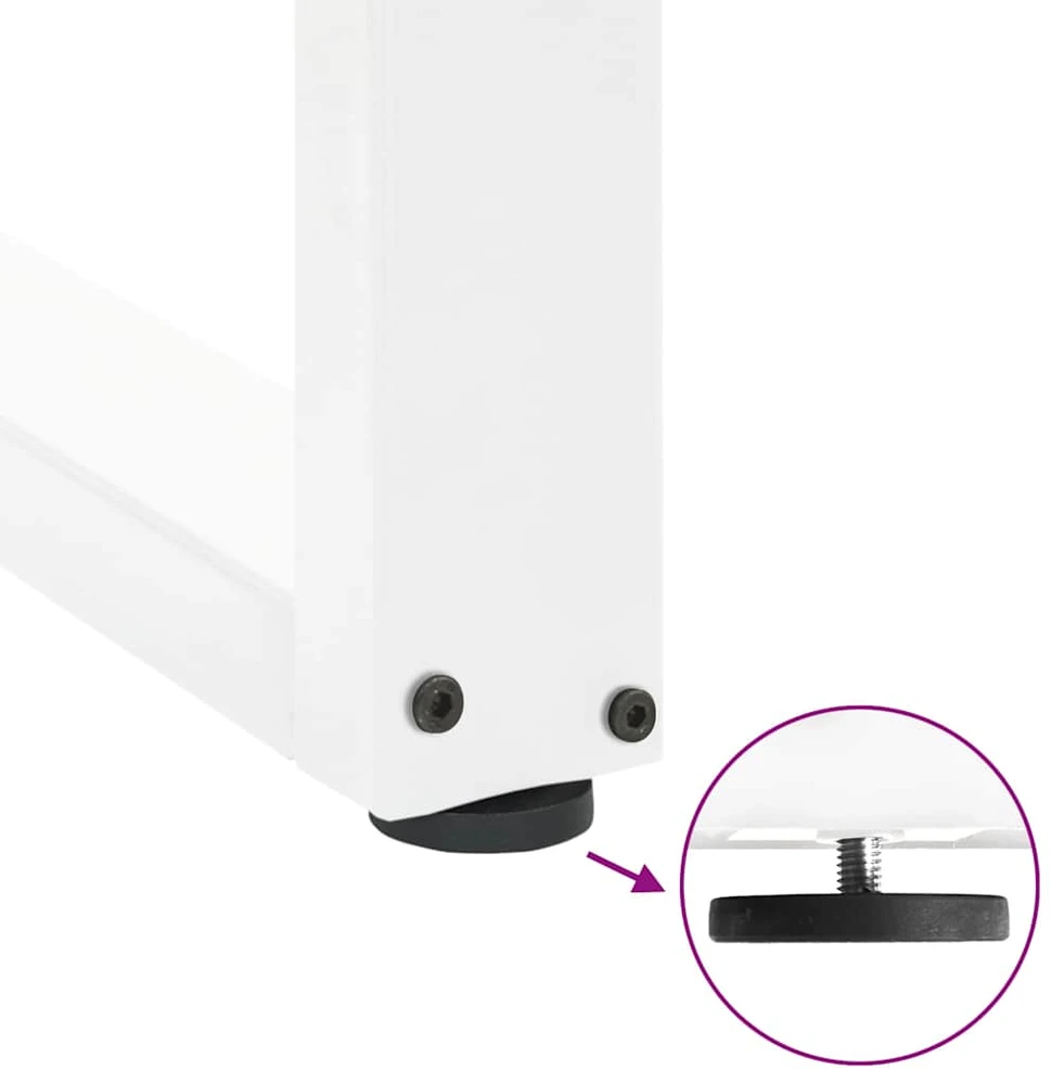 Kavos staliuko kojelės, U formos, 2 vnt., balta, 60x(110-111)cm
