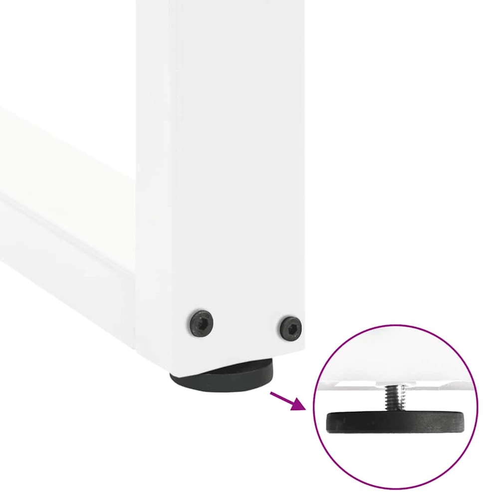 Kavos staliuko kojelės, U formos, 2 vnt., balta, 60x(100-101)cm