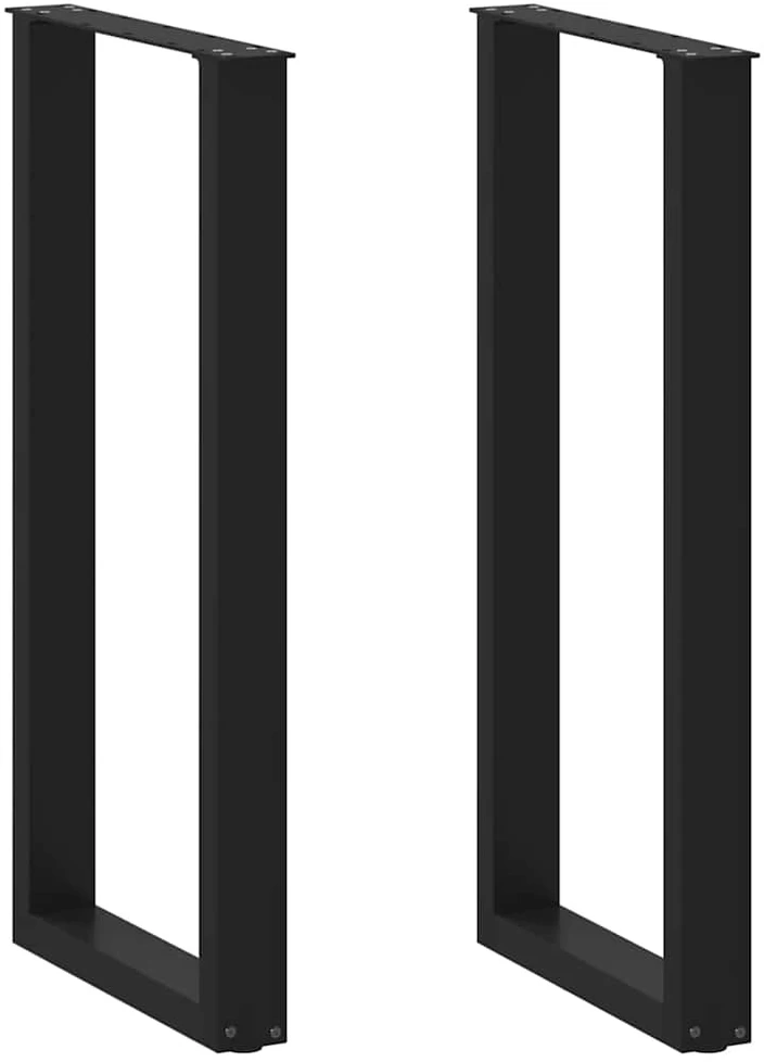 Kavos staliuko kojelės, U formos, 2 vnt., juoda, 50x(100-101)cm